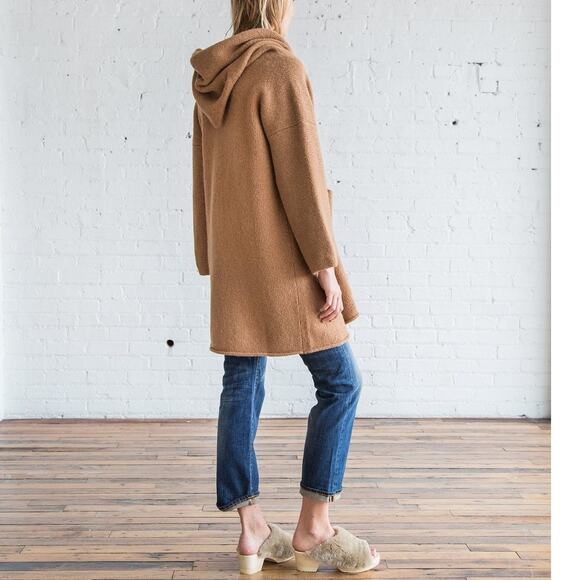 Lauren Manoogian Capote Alpaca Wool Coat Coatigan Hooded Sweater Cardigan Camel - Picture 12 of 16